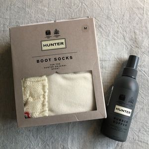 Hunter boot socks and rubber buffer spray